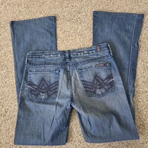 7 For All Mankind Distressed Bootcut Flare Jeans Sz 28 -Bling 'A' Pocket